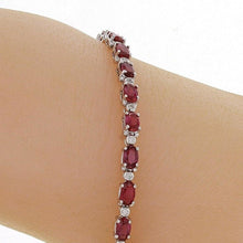 Load image into Gallery viewer, 14k White Gold Ruby &amp; Diamond Oval &amp; Bezel Bracelet 7&quot; for Women - Jewelry Store by Erik Rayo
