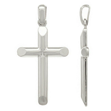 14k White Gold Solid Cross Religious Charm Pendant - Jewelry Store by Erik Rayo