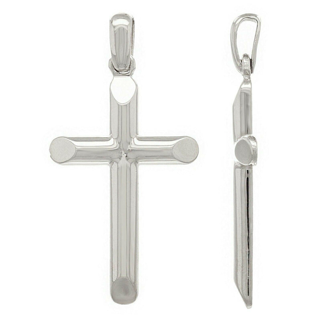 14k White Gold Solid Cross Religious Charm Pendant - ErikRayo.com