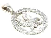 Load image into Gallery viewer, 14k White Gold Solid Diamond Cut Flying Eagle in Wreath Charm Pendant 1.38&quot; 4.5g - Jewelry Store by Erik Rayo
