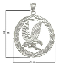 Load image into Gallery viewer, 14k White Gold Solid Diamond Cut Flying Eagle in Wreath Charm Pendant 1.38&quot; 4.5g - Jewelry Store by Erik Rayo
