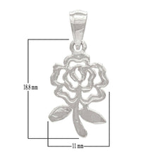 Load image into Gallery viewer, 14k White Gold Solid Diamond Cut Rose Flower Charm Pendant - Jewelry Store by Erik Rayo
