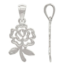 Load image into Gallery viewer, 14k White Gold Solid Diamond Cut Rose Flower Charm Pendant - Jewelry Store by Erik Rayo
