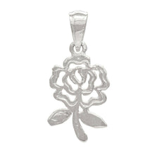 Load image into Gallery viewer, 14k White Gold Solid Diamond Cut Rose Flower Charm Pendant - Jewelry Store by Erik Rayo
