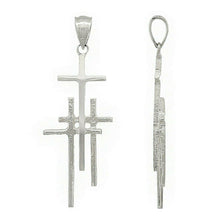 Load image into Gallery viewer, 14k White Gold Solid Religious Calvary 3 Cross Charm Pendant - Jewelry Store by Erik Rayo
