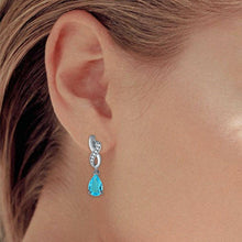 Load image into Gallery viewer, 14k White Gold Swiss Blue Topaz &amp; Diamond Accent Twist Drop Earrings - Jewelry Store by Erik Rayo
