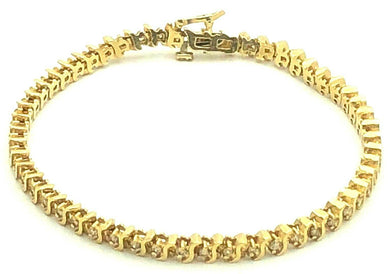 14k Yellow Gold 0.33 CTW Diamond Tennis Bracelet S-Link 7