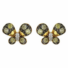 Load image into Gallery viewer, 14k Yellow Gold 0.33ctw Yellow &amp; White Diamond Butterfly Stud Earrings - ErikRayo.com
