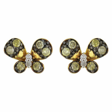 14k Yellow Gold 0.33ctw Yellow & White Diamond Butterfly Stud Earrings - Jewelry Store by Erik Rayo