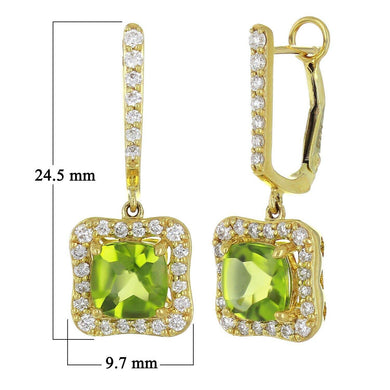 14k Yellow Gold 0.55ctw Peridot & Diamond Huggie Hoop Dangle Earrings - Jewelry Store by Erik Rayo