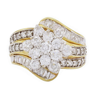 14k Yellow Gold 1.02ctw Diamond Cluster Ring w/ IGL Cert. Authentication Card - Jewelry Store by Erik Rayo