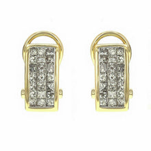 Load image into Gallery viewer, 14k Yellow Gold 2.40ctw Diamond Triple Row Curved Rectangle Drop Earrings - ErikRayo.com

