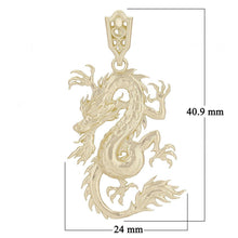 Load image into Gallery viewer, 14k Yellow Gold Bright Polish Lucky Asian Chinese Curling Dragon Pendant - Jewelry Store by Erik Rayo
