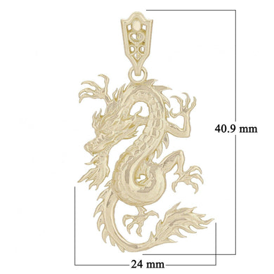 14k Yellow Gold Bright Polish Lucky Asian Chinese Curling Dragon Pendant - Jewelry Store by Erik Rayo