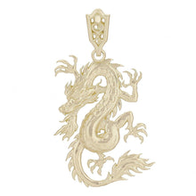 Load image into Gallery viewer, 14k Yellow Gold Bright Polish Lucky Asian Chinese Curling Dragon Pendant - Jewelry Store by Erik Rayo
