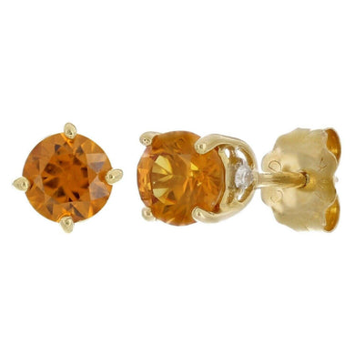 14k Yellow Gold Citrine & Diamond Accent Stud Earrings - Jewelry Store by Erik Rayo