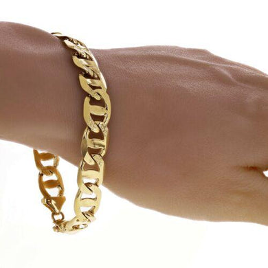 14k Yellow Gold Concave Mariner Chain Bracelet 7