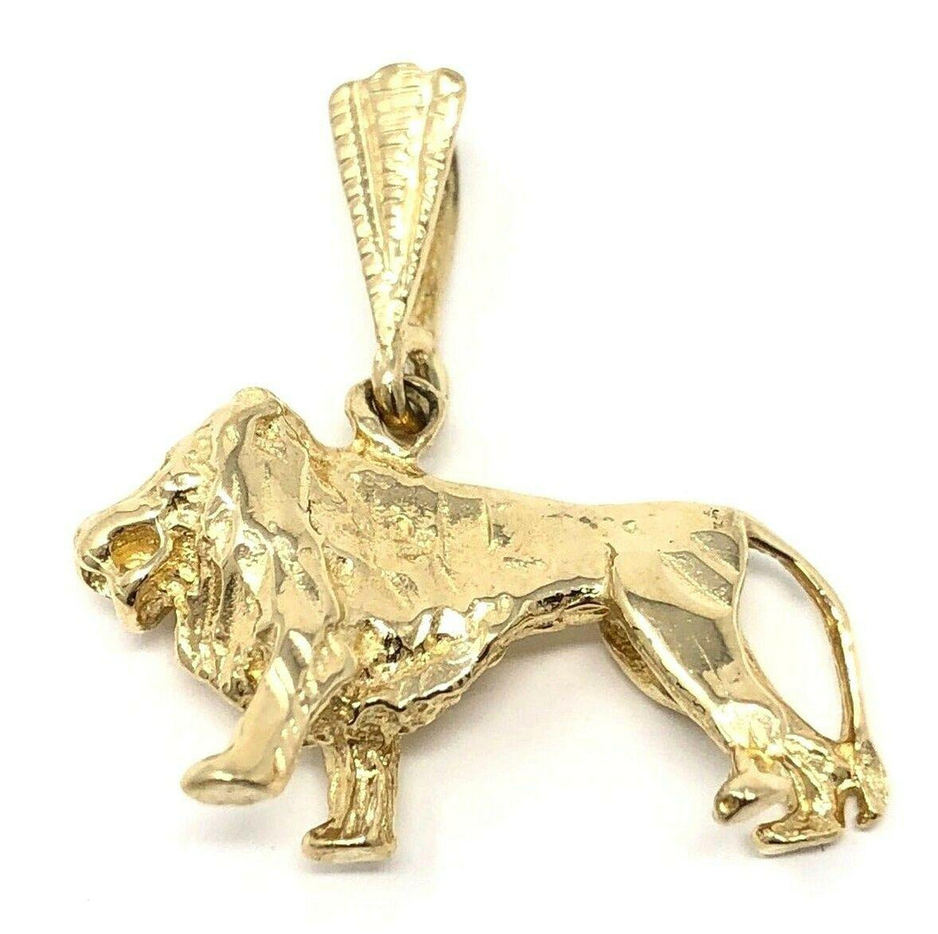 14k Yellow Gold Diamond Cut Lion Charm Pendant - ErikRayo.com
