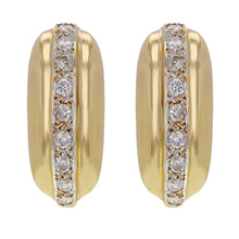 Load image into Gallery viewer, 14k Yellow Gold Diamond Dome Scalloped Shell Huggie Earrings - Jewelry Store by Erik Rayo
