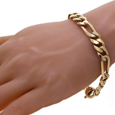 14k Yellow Gold Figaro Chain Bracelet Heavy Solid Gold 8