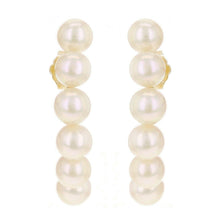 Load image into Gallery viewer, 14k Yellow Gold Fresh Water Pearl Drop Curved Earrings - Jewelry Store by Erik Rayo
