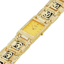 Load image into Gallery viewer, 14k Yellow Gold Horse Shoe Black Onyx Bracelet Geneve Diamond Watch 7.5&quot; 80.7g - ErikRayo.com
