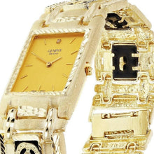 Load image into Gallery viewer, 14k Yellow Gold Horse Shoe Black Onyx Bracelet Geneve Diamond Watch 7.5&quot; 80.7g - Jewelry Store by Erik Rayo
