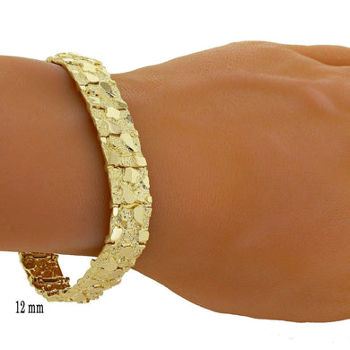14k Yellow Gold Nugget Bracelet Adjustable 8.5- 9
