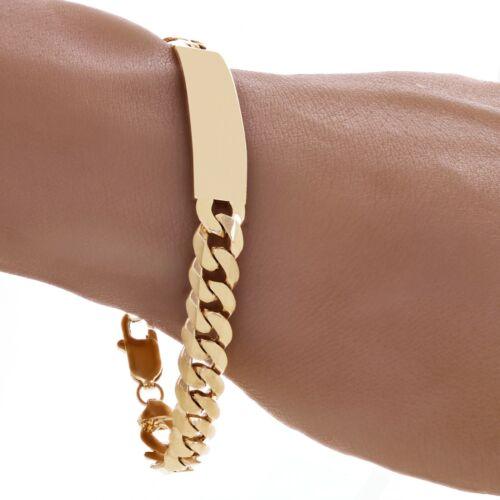 14k Yellow Gold Solid Curb Cuban Link Chain ID Bracelet 7