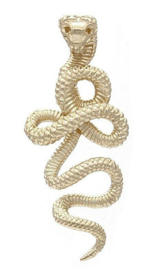 14k Yellow Gold Solid Detailed 3D Cobra Snake Charm Pendant 2