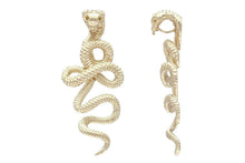 Load image into Gallery viewer, 14k Yellow Gold Solid Detailed 3D Cobra Snake Charm Pendant 2&quot; - ErikRayo.com
