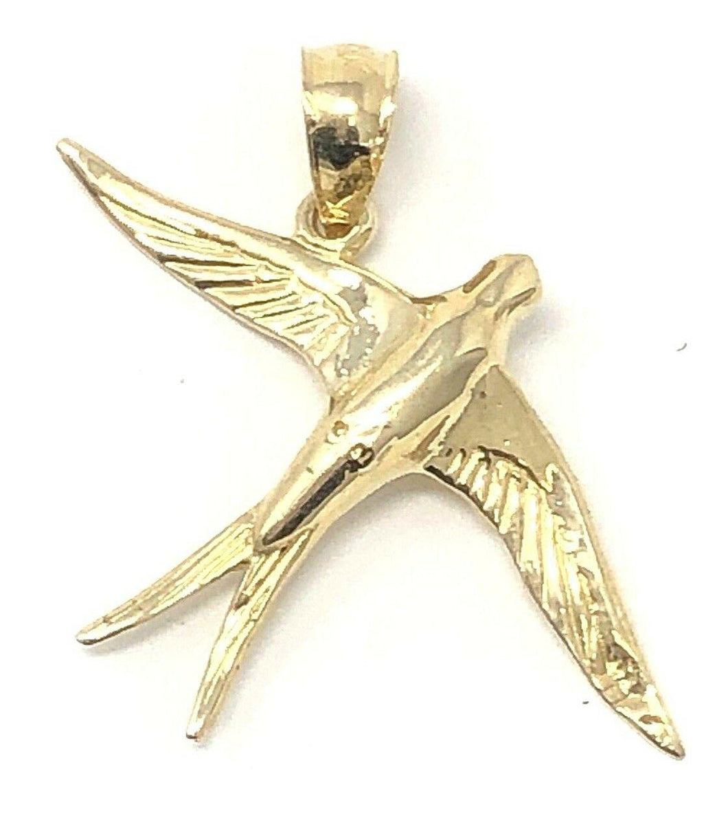 14k Yellow Gold Solid Flying Dove Bird Charm Pendant - Jewelry Store by Erik Rayo