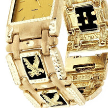Load image into Gallery viewer, 14k Yellow Gold Watch Band Eagle Black Onyx Geneve Diamond Watch 7.5&quot; 73.4 grams - Jewelry Store by Erik Rayo
