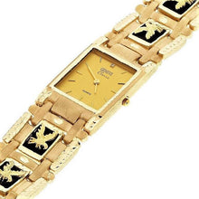 Load image into Gallery viewer, 14k Yellow Gold Watch Band Eagle Black Onyx Geneve Diamond Watch 7.5&quot; 73.4 grams - ErikRayo.com
