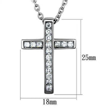 Load image into Gallery viewer, 17 Stones Cross Necklace for Men and Women High polished (no plating) Stainless Steel Chain Pendant with AAA Grade CZ in Clear - ErikRayo.com
