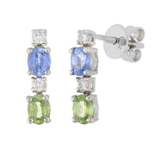 Load image into Gallery viewer, 18k White Gold 0.12ctw Multi Sapphire &amp; Diamond Linear Dangle Drop Earrings - Jewelry Store by Erik Rayo
