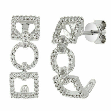 18k White Gold 0.37ctw Diamond Pave Geometric Half Hoop Earrings - Jewelry Store by Erik Rayo