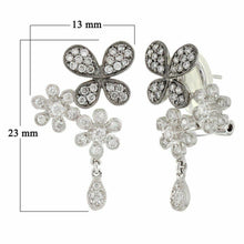 Load image into Gallery viewer, 18k White Gold 0.78ctw Diamond Butterfly &amp; Flower Nature Scene Dangle Earrings - ErikRayo.com
