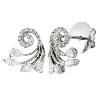 18k White Gold 0.84ctw Diamond Swirling Firework Earrings - Jewelry Store by Erik Rayo