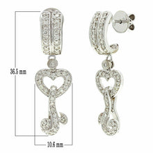 Load image into Gallery viewer, 18k White Gold 1.02ctw Diamond Heart &amp; Ribbon Drop Dangle J-Hoop Earrings - Jewelry Store by Erik Rayo
