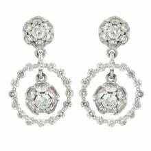 Load image into Gallery viewer, 18k White Gold 1ctw Diamond Pave Halo Drop Earrings - Jewelry Store by Erik Rayo

