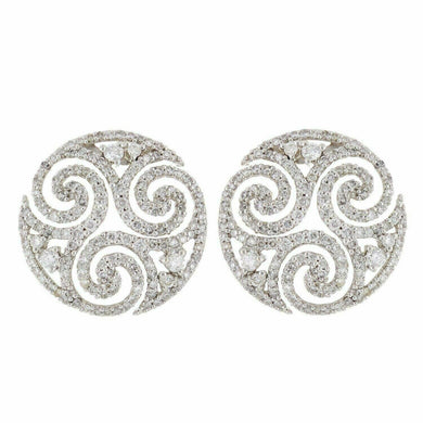 18k White Gold 2.75ctw Diamond Pave Swirl Circle Earrings - ErikRayo.com