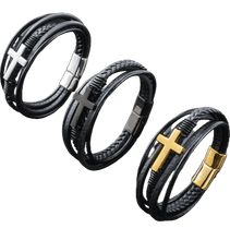 Load image into Gallery viewer, Leather Cross Bracelets Jesus Christian Symbol - Jewelry Store by Erik Rayo
