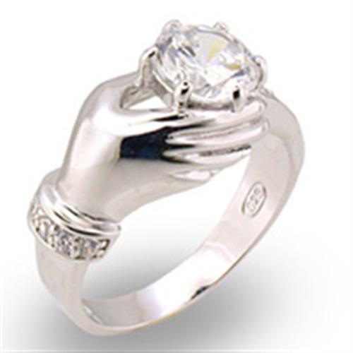 30320 - High-Polished 925 Sterling Silver Ring with AAA Grade CZ in Clear - Jewelry Store by Erik Rayo