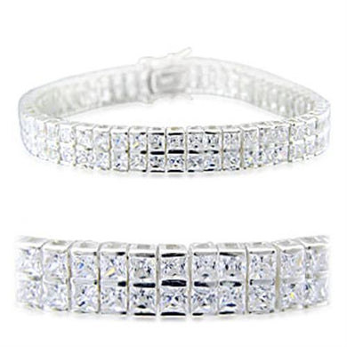 31920 - High-Polished 925 Sterling Silver Bracelet with AAA Grade CZ in Clear - Jewelry Store by Erik Rayo