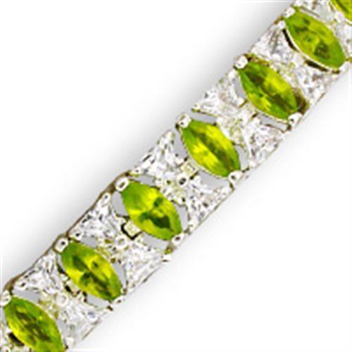 31921 - High-Polished 925 Sterling Silver Bracelet with Synthetic Spinel in Peridot - ErikRayo.com