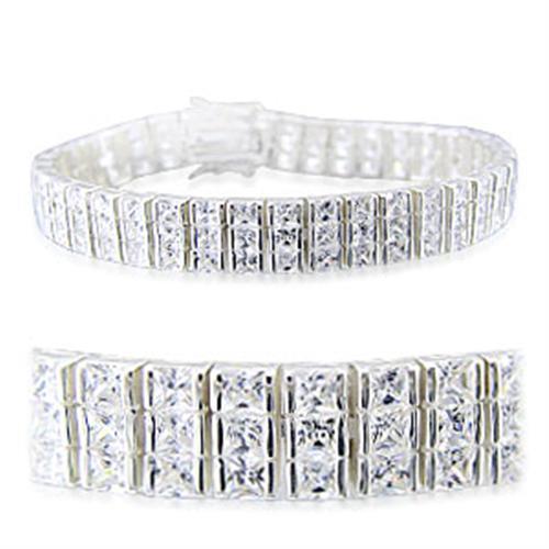31923 - High-Polished 925 Sterling Silver Bracelet with AAA Grade CZ in Clear - Jewelry Store by Erik Rayo