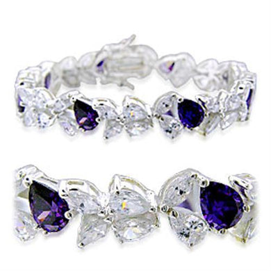 31924 - High-Polished 925 Sterling Silver Bracelet with AAA Grade CZ in Amethyst - Jewelry Store by Erik Rayo