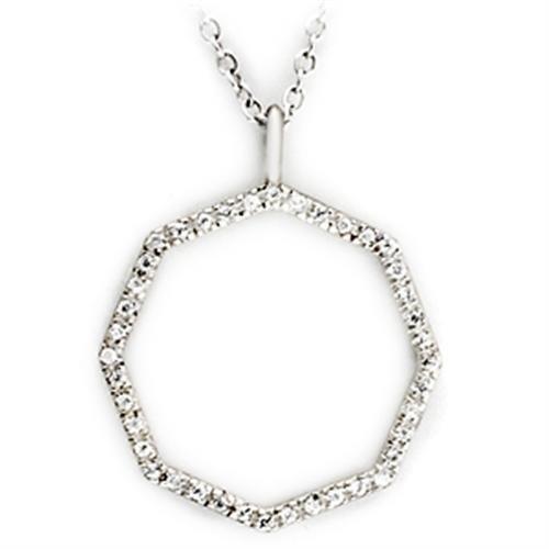 36513 - High-Polished 925 Sterling Silver Pendant with AAA Grade CZ in Clear - ErikRayo.com