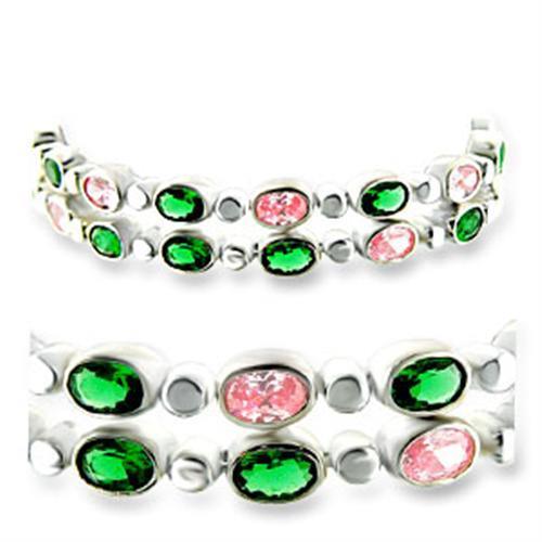 37001 - High-Polished 925 Sterling Silver Bracelet with AAA Grade CZ in Multi Color - Jewelry Store by Erik Rayo